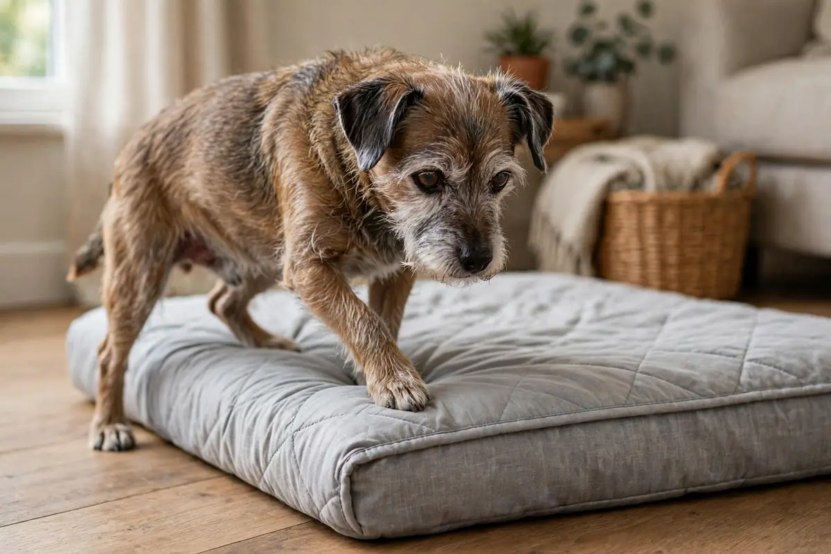 Thick memory foam mattress topper for a DIY dog bed