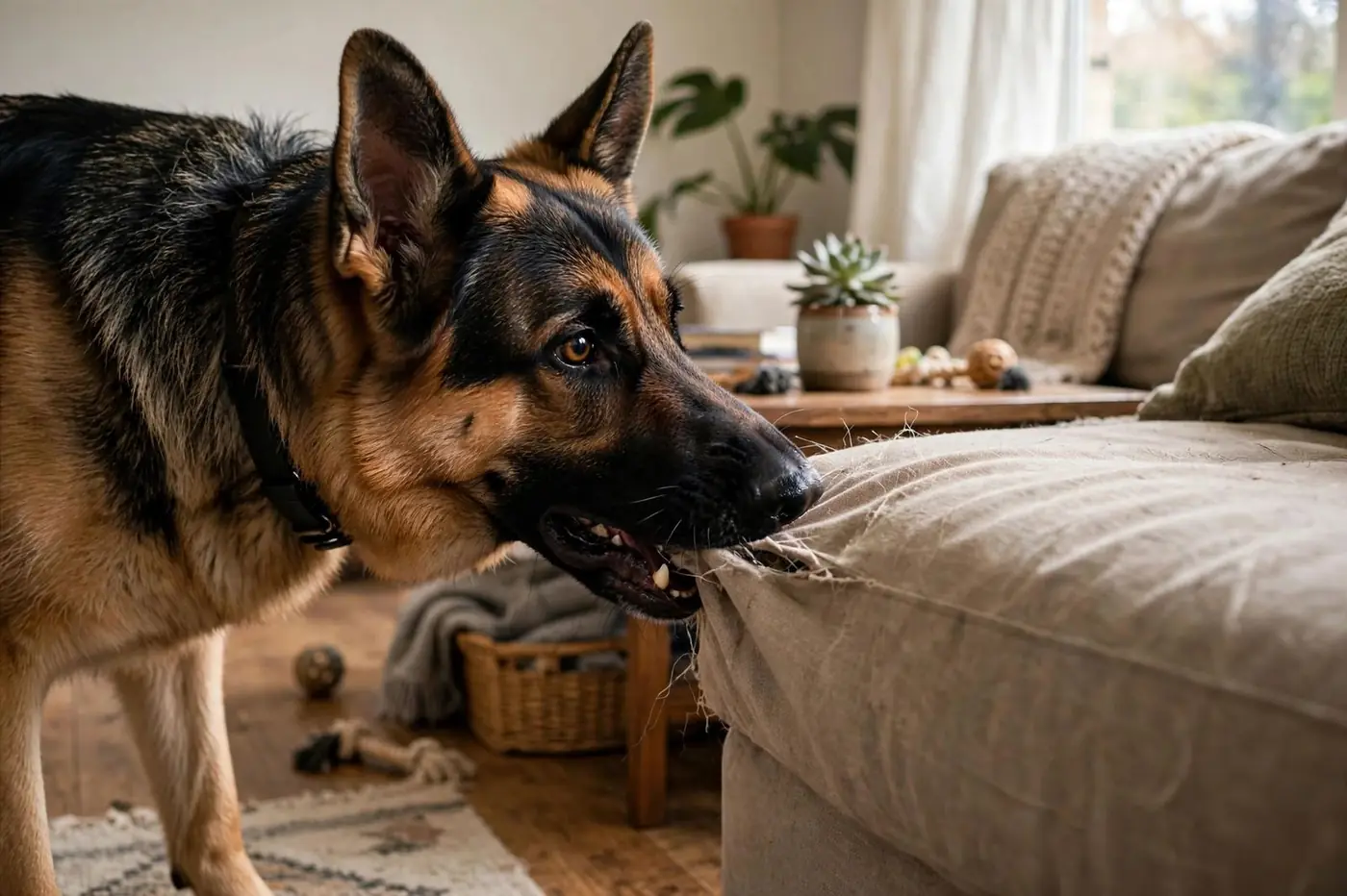 German Shepherd chewing furniture — how to stop it