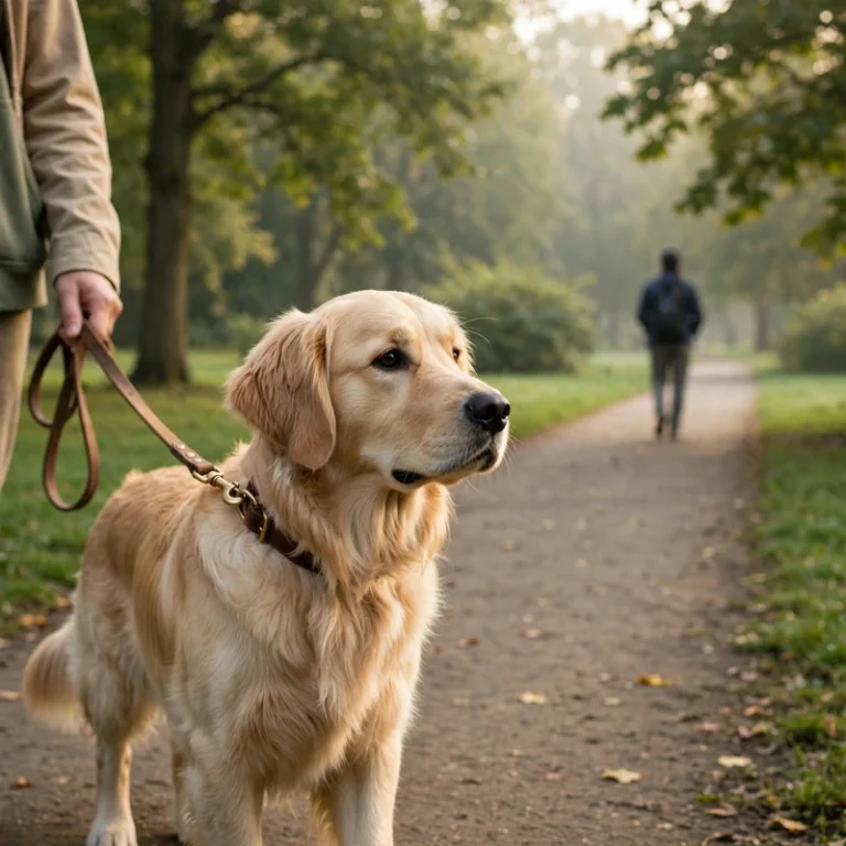 golden retriever barking at strangers