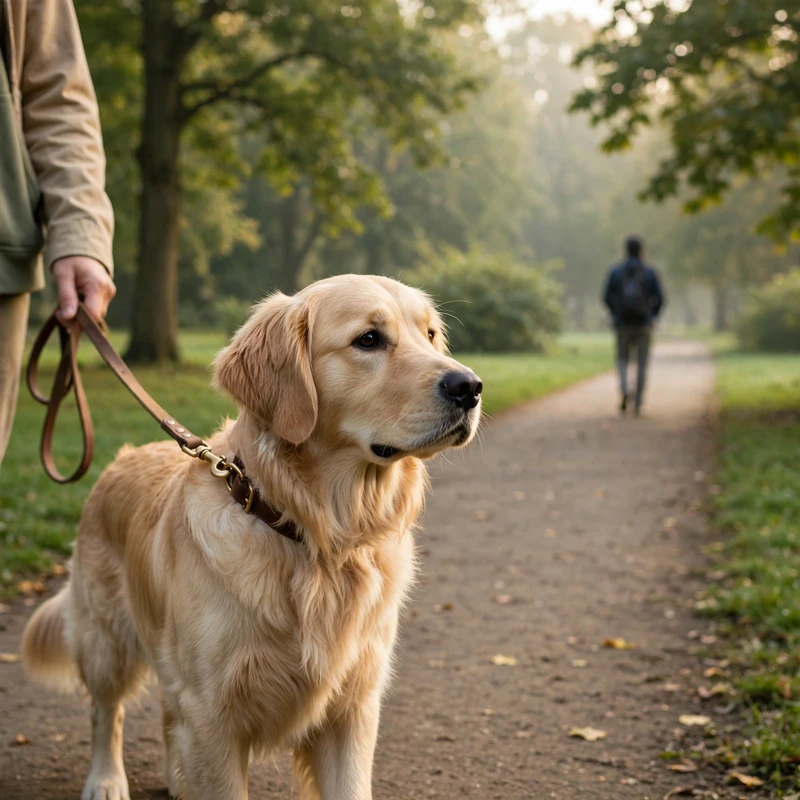 golden retriever barking at strangers
