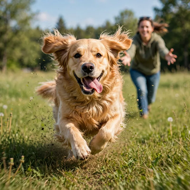Golden retriever ignoring recall running toward owner during recall training