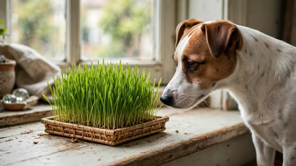a tray of pet grass as a safe substitute for dogs that eat grass